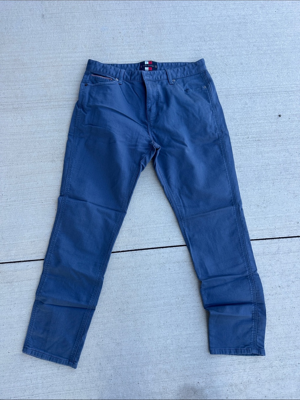 Tommy Hilfiger Navy Blue Chino Pants with Signature Red & White Trim